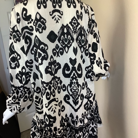 Zara Black and Cream Patterned Women's Dress - Picture 8 of 10